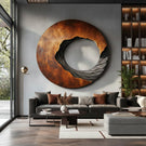 Organic Round Solid Wood Wall Sculpture for Modern Interiors
