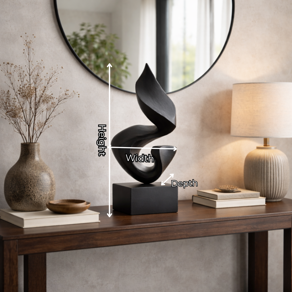 Abstract Wood Sculpture Modern Minimalist Handmade Tabletop Art Decor