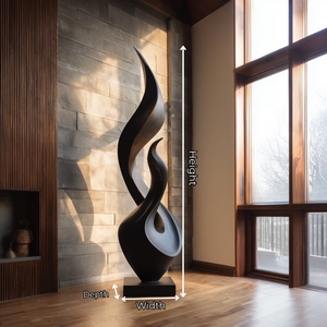 Tall Solid Wood Flame Floor Sculpture for Modern Interiors