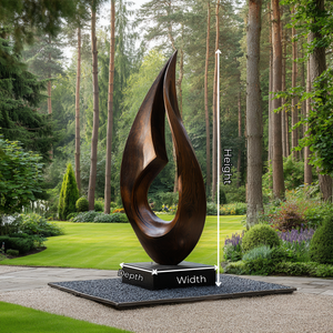 Large Outdoor Solid Wood Flame Sculpture with Plinth for Gardens, Courtyards, and Modern Landscapes