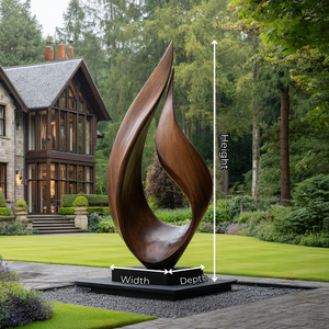 Large Outdoor Solid Wood Flame Sculpture with Plinth for Gardens and Modern Landscapes