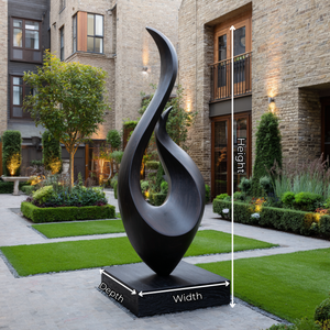Large Outdoor Solid Wood Flame Sculpture with Plinth for Courtyards and Modern Gardens