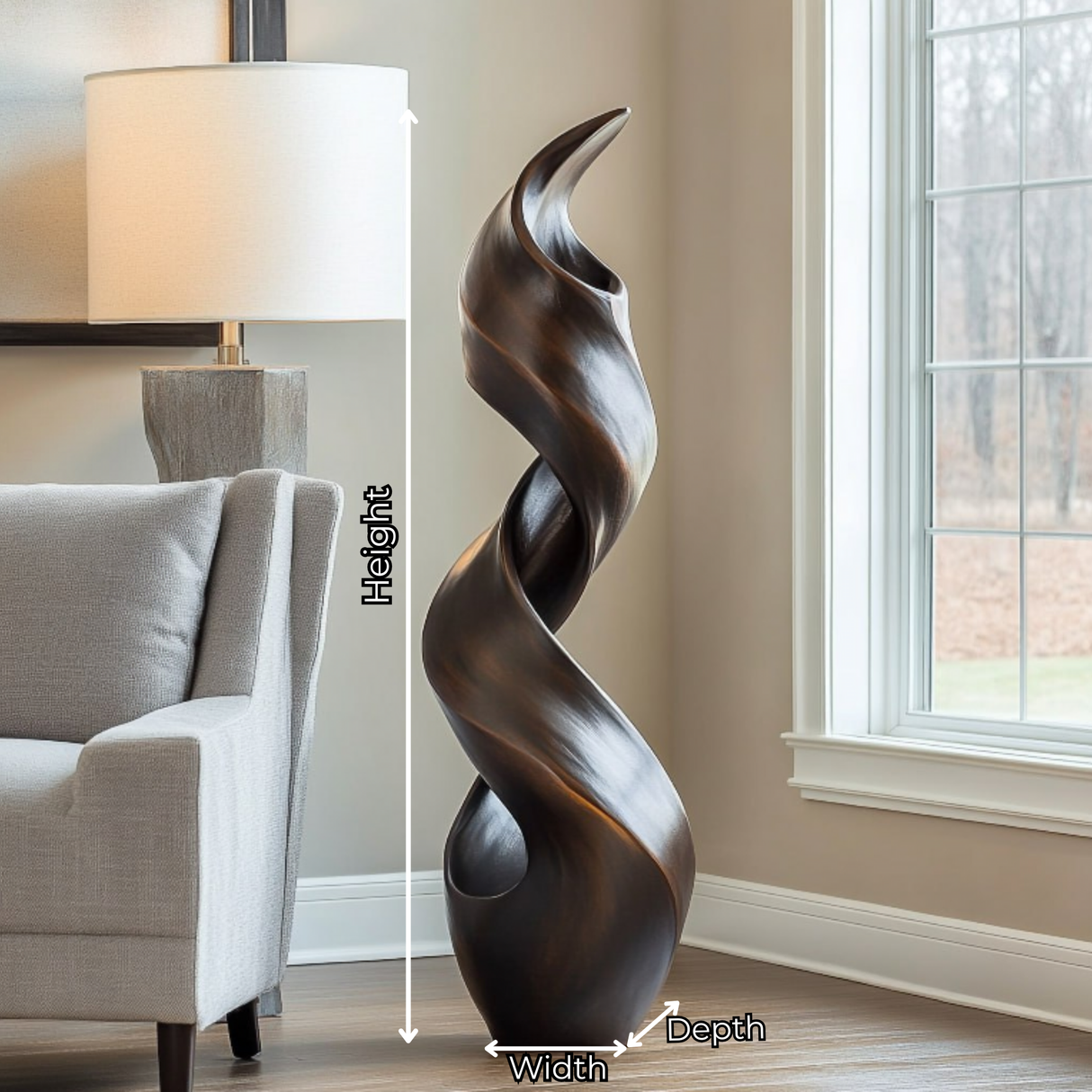 Modern Spiral Solid Wood Sculpture for Living Room