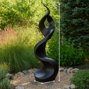 Outdoor Solid Wood Spiral Flame Sculpture for Gardens and Modern Landscapes