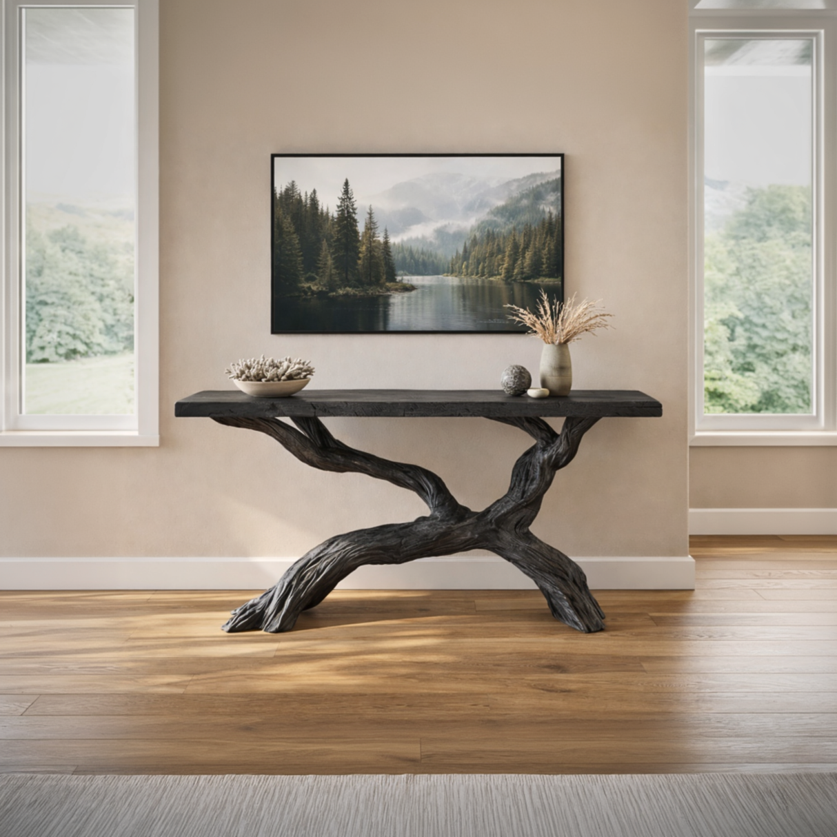 Cross-Branch Solid Wood Console Table