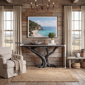 Solid Wood Console Table with Forked Branch Base