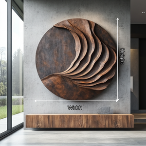 Large Solid Wood Layered Wave Circle Wall Sculpture for Modern Interiors