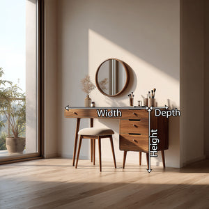 Solid Wood Vanity Table with Storage Cabinet