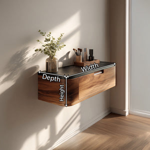 Floating Wood Vanity with Black Top