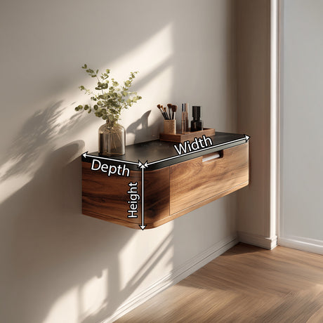 Floating Wood Vanity with Black Top
