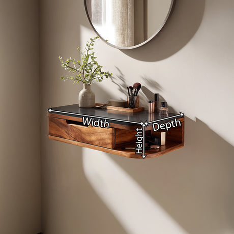 Floating Wood Vanity with Black Top