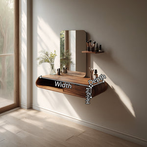 Floating Solid Wood Vanity with Rounded Drawer