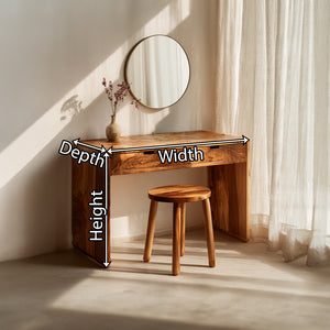 Solid Wood Vanity Table with Drawers for Warm Minimalist Interiors