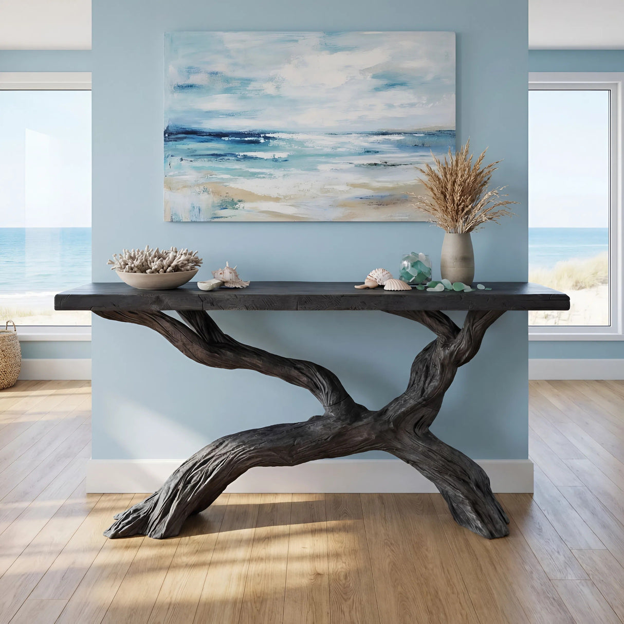 Cross-Branch Solid Wood Console Table