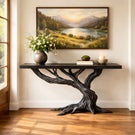 Solid Wood Console Table with Canopy Branch Base for Entryway Decor