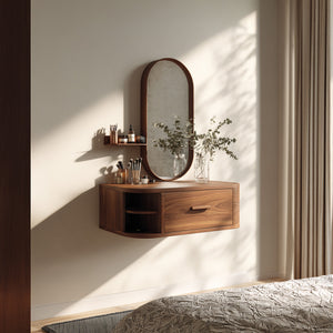 Wall-Mounted Solid Wood Vanity Table for Modern Bedrooms