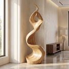 Outdoor Solid Wood Spiral Flame Sculpture for Gardens and Modern Landscapes