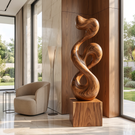 Organic-Form Solid Wood Sculpture for Living Rooms and Offices