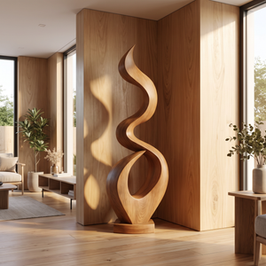 Outdoor Solid Wood Spiral Flame Sculpture for Courtyards, Patios, and Modern Gardens