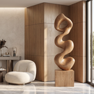 Organic Wave-Form Solid Wood Sculpture for Modern Living Room and Interior Spaces