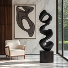 Organic Wave-Form Solid Wood Sculpture for Modern Living Room and Interior Spaces