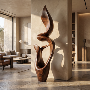 Organic Sculptural Solid Wood Sculpture for Modern Living Room Decor