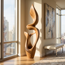 Organic Sculptural Solid Wood Sculpture for Modern Living Room Decor