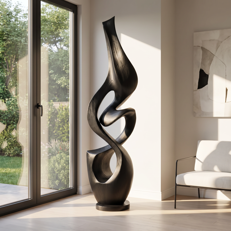 Organic Abstract Solid Wood Sculpture for Living Room
