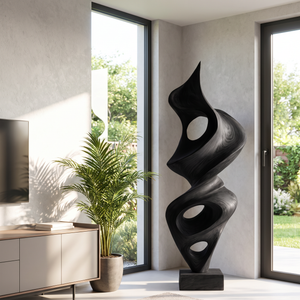 Modern Solid Wood Abstract Sculpture for Living Room Art Display