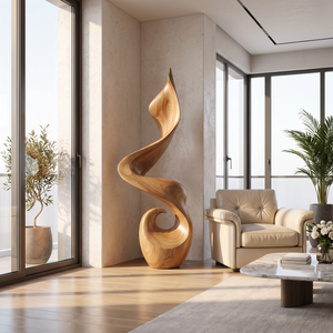 Modern Organic Solid Wood Floor Sculpture for Contemporary Interiors