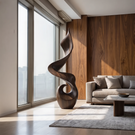Modern Organic Solid Wood Floor Sculpture for Contemporary Interiors