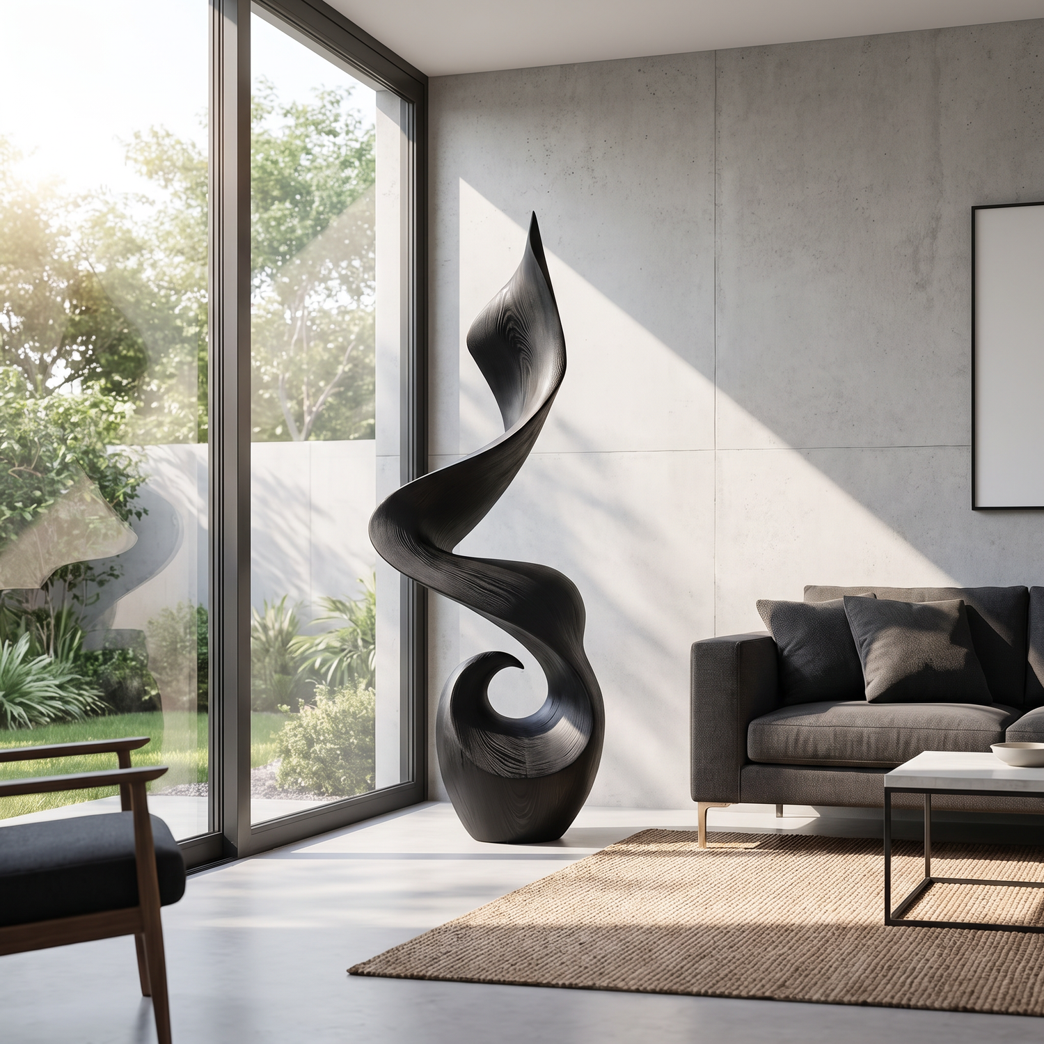 Modern Organic Solid Wood Floor Sculpture for Contemporary Interiors
