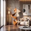 Modern Organic Solid Wood Floor Sculpture for Contemporary Interiors