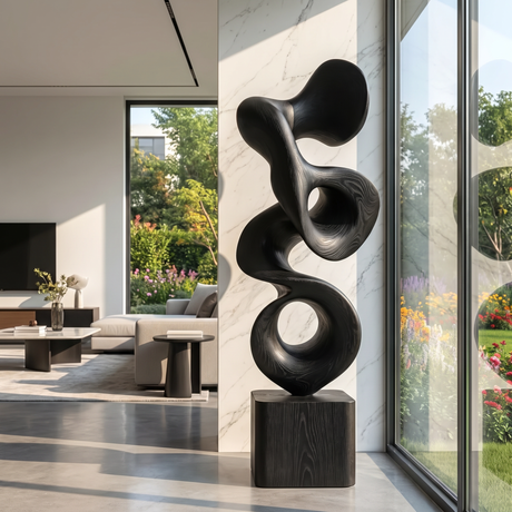 Modern Abstract Solid Wood Sculpture for Indoor and Outdoor Display