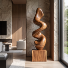 Contemporary Solid Wood Flow Sculpture for Living Room Accent Display