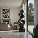 Hand-Carved Abstract Solid Wood Sculpture for Luxury Modern Interiors