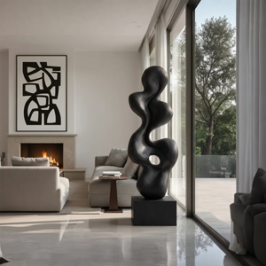 Hand-Carved Abstract Solid Wood Sculpture for Luxury Modern Interiors