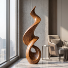 Abstract Solid Wood Floor Sculpture for Luxury Interior Display