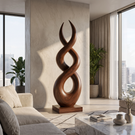 Handcrafted Solid Wood Infinity Twist Sculpture for Entryway and Living Room Decor