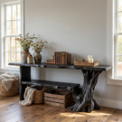 Solid Wood Console Table with Tree Form Shelf for Entryway Decor