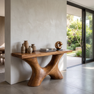 Console Table Solid Wood with Sculptural Branching Arch Base