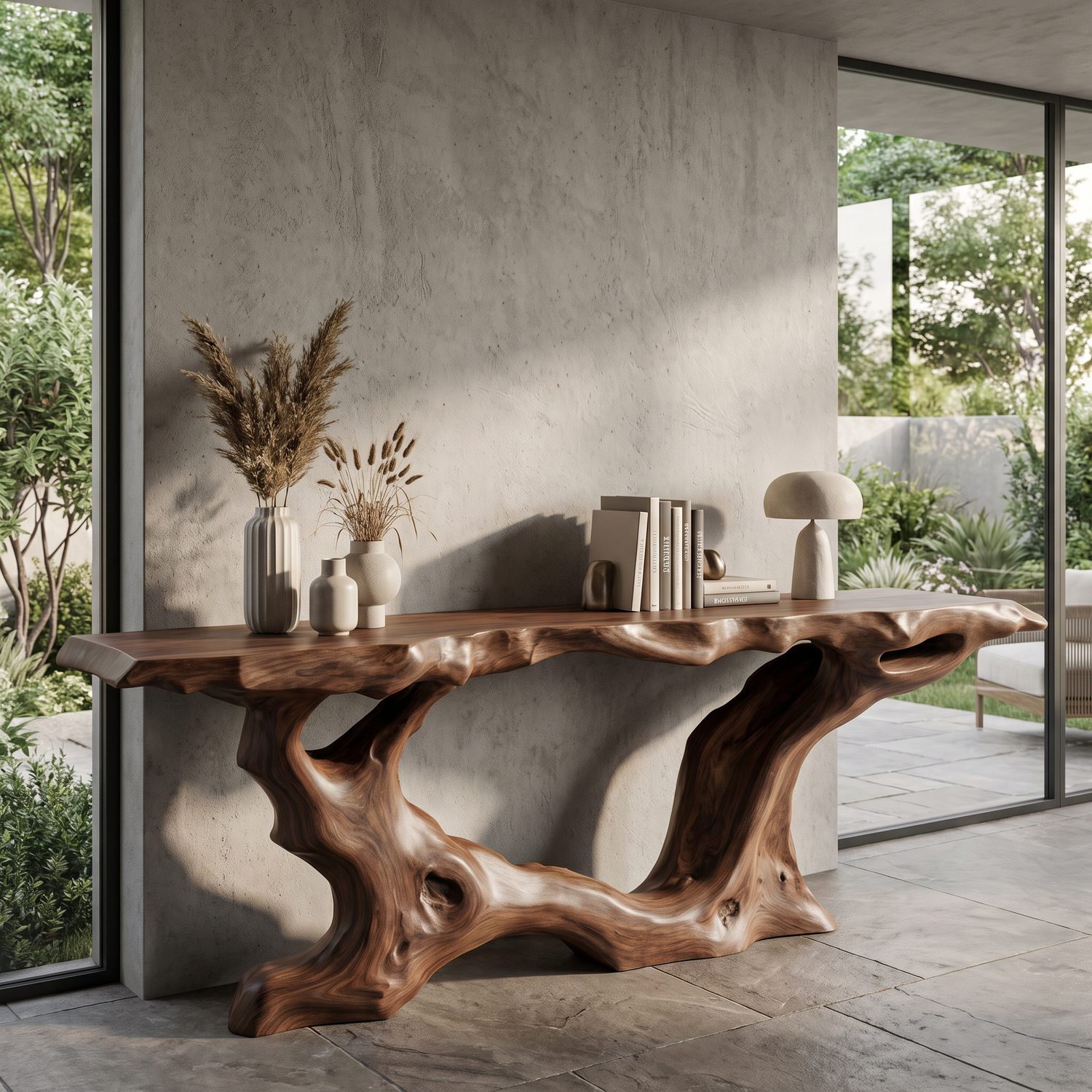 Console Table Solid Wood with Organic Root Base
