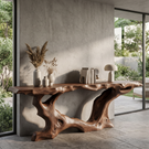 Console Table Solid Wood with Organic Root Base