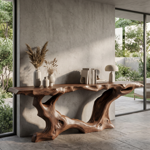 Console Table Solid Wood with Organic Root Base