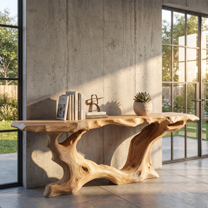 Console Table Solid Wood with Organic Root Base