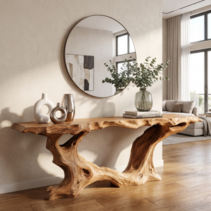 Console Table Solid Wood with Organic Root Base