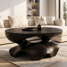 Coffee Table Solid Wood with Sculptural Star Base for Living Room Decor