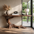Console Table Solid Wood with Branch Inspired Base for Entryway Decor