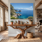 Solid Wood Console Table with Rising Branch Base for Entryway Decor