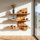 Floating Wall Shelf with Live Edge Design for Display Decor